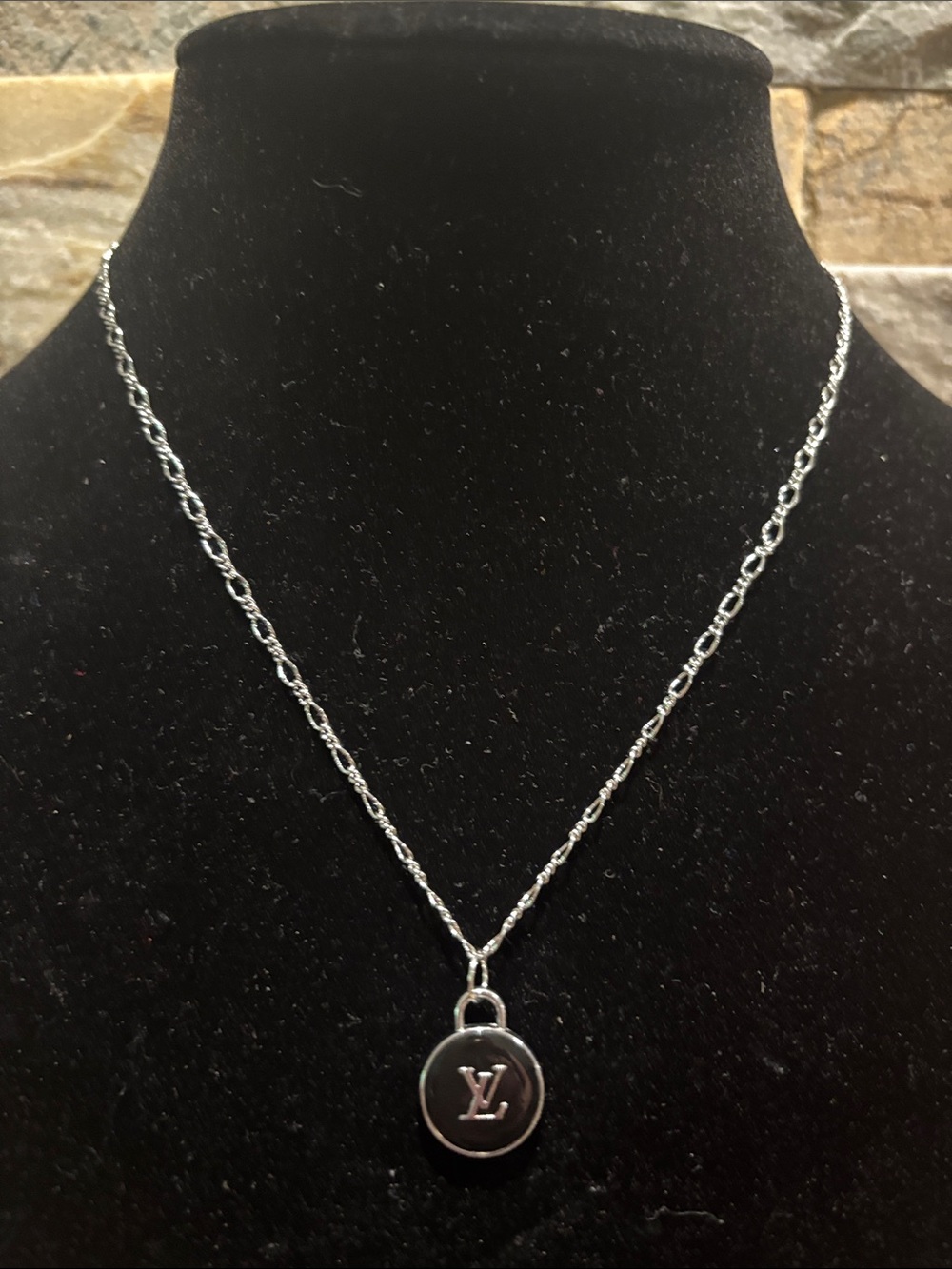 LV black/silver skittle necklace